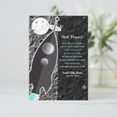 Invitation JUSQU'À LA LUNE Demande de livre de fusée spatiale (Debout devant)