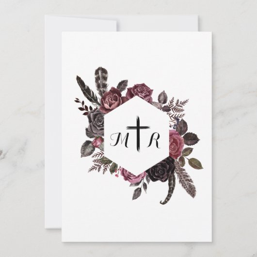 Invitation Jusqu'à la mort | Blancs Gothique Fleur foncée Chu (Dos)