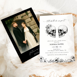 Invitation Jusqu'à la mort crâne gothique Photo Noir Bridal S