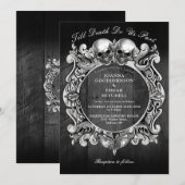 Invitation Jusqu'à la mort Crânes gothiques Mariage de bois n (Devant / Derrière)