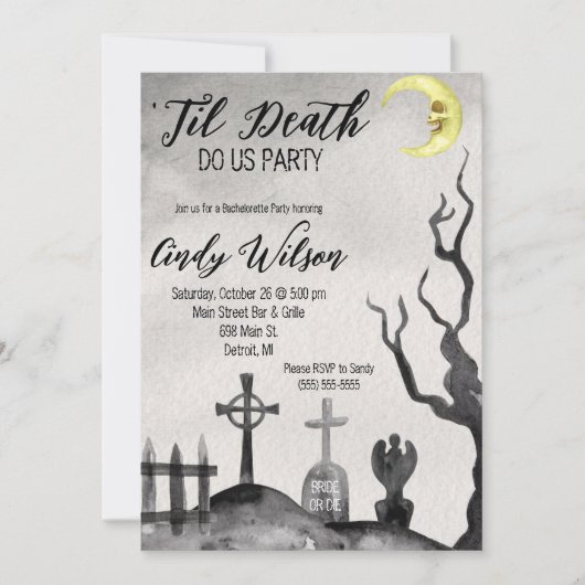 Invitation Jusqu'À La Mort Faisons-Nous Fête Bachelorette Par (Devant)