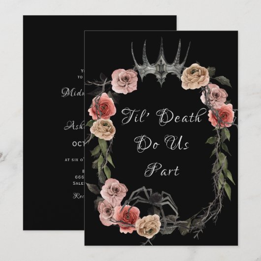 Invitation Jusqu'à la mort Faisons-nous partie Élégant Rose H (Devant / Derrière)