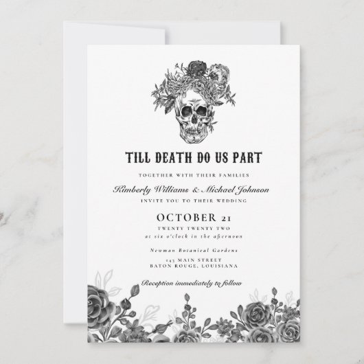 Invitation Jusqu'à la mort faisons-nous partie Mariage du crâ (Devant)