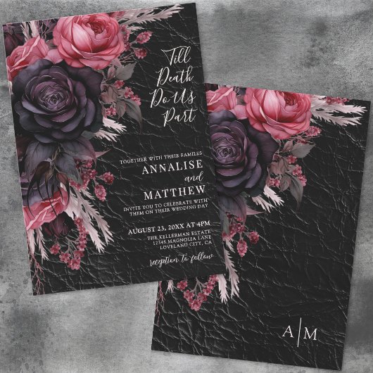 Invitation Jusqu'à la mort Faisons-nous partie Mariage gothiq