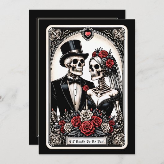 Invitation Jusqu'à la mort Faisons-nous partie Rose Mariage T (Devant / Derrière)