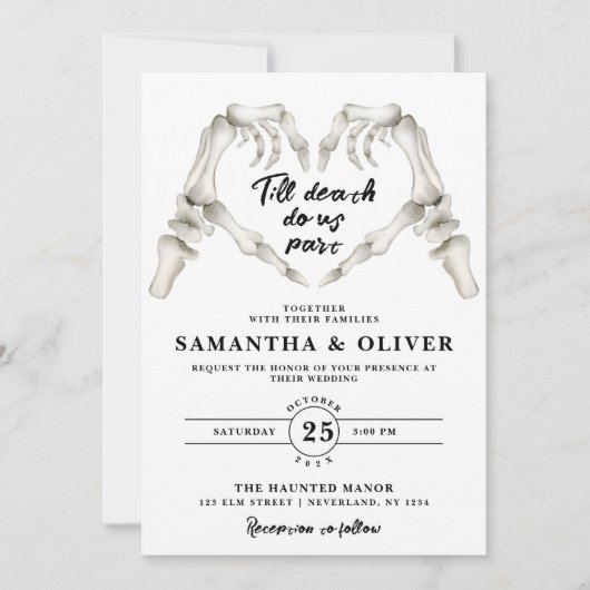 Invitation Jusqu'à la mort Faisons-nous partie squelette goth (Devant)