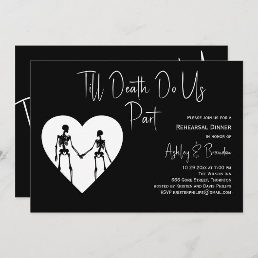 Invitation Jusqu'à la mort Faisons-nous partie Squelette Répé (Devant / Derrière)