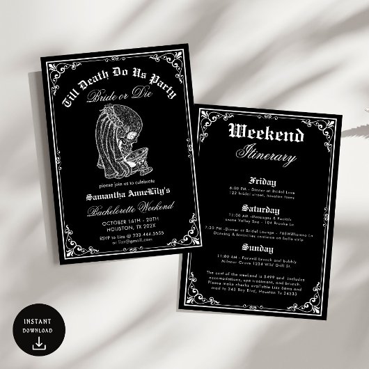 Invitation Jusqu'à la mort Fêtes-nous Squelette Skull Bachelo