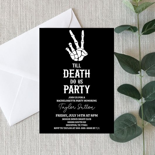 Invitation Jusqu'à la mort Fêtez-nous Skeleton Bachelorette P