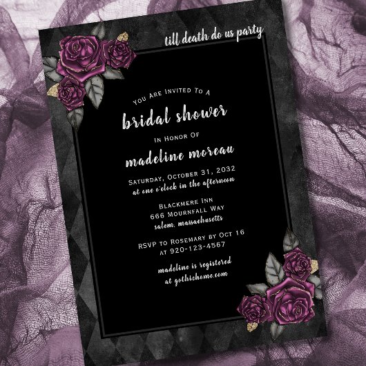 Invitation Jusqu'à la mort Fêtons-nous Fête des mariées gothi