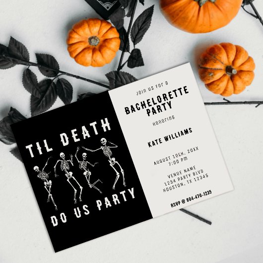 Invitation Jusqu'à la mort Fêtons-nous Skeleton Bachelorette 