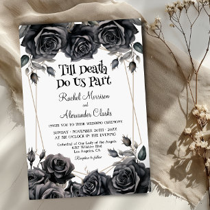 Invitation Jusqu'à la mort Fleurs noires Mariage gothique