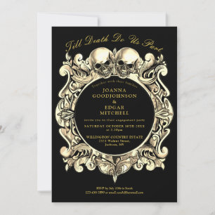 Invitation Jusqu'à la mort Gothique Noir et l'or Partie d'eng