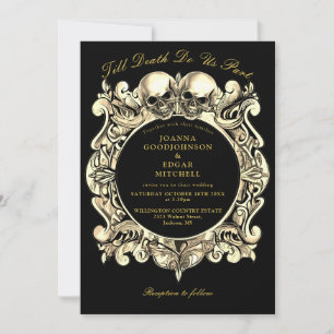 Invitation Jusqu'à la mort Gothique Noir et Mariage d'or