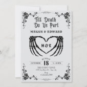 Invitation Jusqu'à la mort nous séparons mariage crâne gothiq (Devant)
