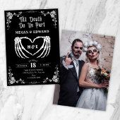 Invitation Jusqu'à la mort nous séparons mariage crâne gothiq