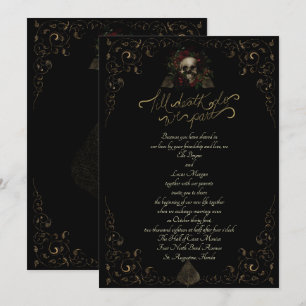 Invitation Jusqu'à la mort Ornement Doré Élégant Goth Mariage