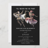 Invitation Jusqu'à la mort Skeletons gothiques Halloween Mari (Devant)