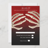 Invitation Jusqu'à la mort Squelette rouge sang Or Mariage RS (Devant)