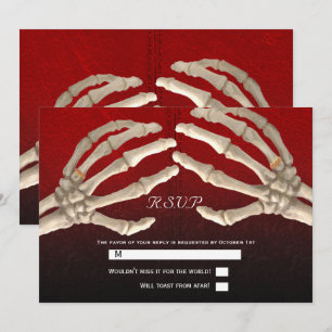 Invitation Jusqu'à la mort Squelette sang rouge or mariage RS