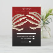 Invitation Jusqu'à la mort Squelette sang rouge Or Mariage RS (Debout devant)