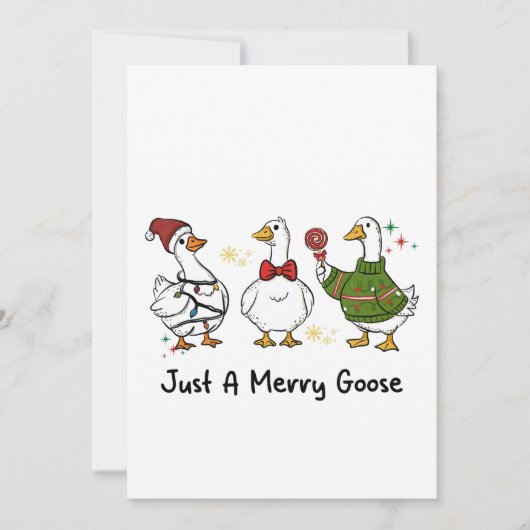 Invitation Just A Merry Goose Festive Holiday Design (Devant)