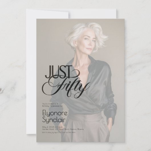 Invitation Just Fifty Photo 50th Birthday Party (Devant)