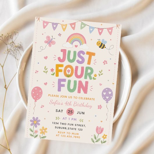 Invitation Just Four Fun Fête d'anniversaire