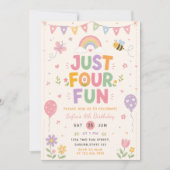 Invitation Just Four Fun Fête d'anniversaire (Devant)