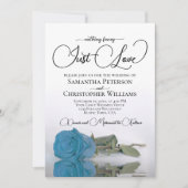 Invitation Just Loise Turquoise Sky Blue Rose QR Code Mariage (Devant)