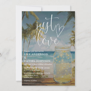 Invitation Just Love Aquarelle Océan Plage Pot Mariage