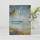 Invitation Just Love Aquarelle Océan Plage Pot Mariage (Debout devant)
