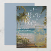 Invitation Just Love Aquarelle Océan Plage Pot Mariage (Devant / Derrière)