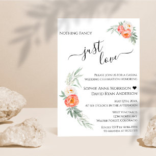 Invitation Just Love Calligraphie Aquarelle Floral Mariage