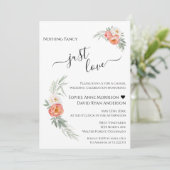 Invitation Just Love Calligraphie Aquarelle Floral Mariage (Debout devant)
