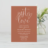 Invitation Just Love Code QR Moderne Mariage en Terracotta (Debout devant)