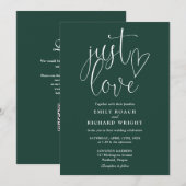 Invitation Just Love Code QR Moderne Mariage Vert Emeraude (Devant / Derrière)