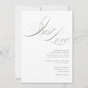 Invitation Just Love Écriture Élégante Vert Sauge Mariage