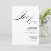 Invitation Just Love Élégant Code QR Mariage Noir Et Blanc (Debout devant)