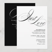 Invitation Just Love Élégant Code QR Mariage Noir Et Blanc (Devant / Derrière)