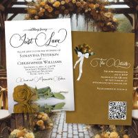 Just Love Elegant Gold Ochre Rose QR Code Mariage