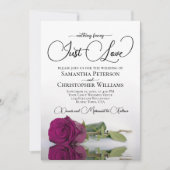Invitation Just Love Elegant Magenta Rose QR Code Mariage (Devant)