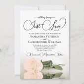 Invitation Just Love Elegant Pale Peach Rose QR Code Mariage (Devant)
