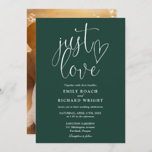 Invitation Just Love Elegant Photo Emerald Green Mariage