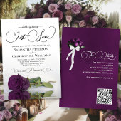 Invitation Just Love Elegant Plum violet Rose QR Code Mariage