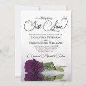 Invitation Just Love Elegant Plum violet Rose QR Code Mariage (Devant)