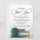Invitation Just Love Elegant Rose Turquoise QR Code Mariage (Devant)