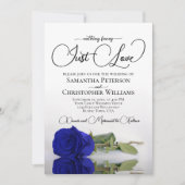 Invitation Just Love Elegant Royal Blue Rose QR Code Mariage (Devant)