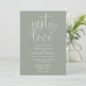 Invitation Just Love Elegant Script Photo Sage Green Mariage (Debout devant)