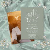 Invitation Just Love Elegant Script Photo Sage Green Mariage